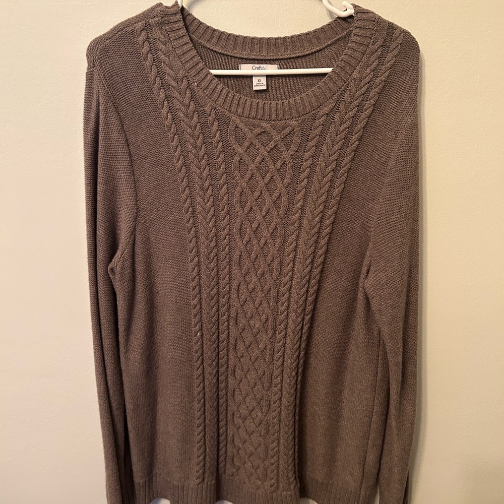 Croft & Barrow Brown Tan Knit Sweater Women XL